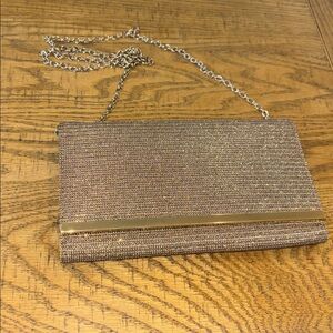Estee & Lily Gold Clutch with Removable Shoulder Strap Purse Excellent Condition